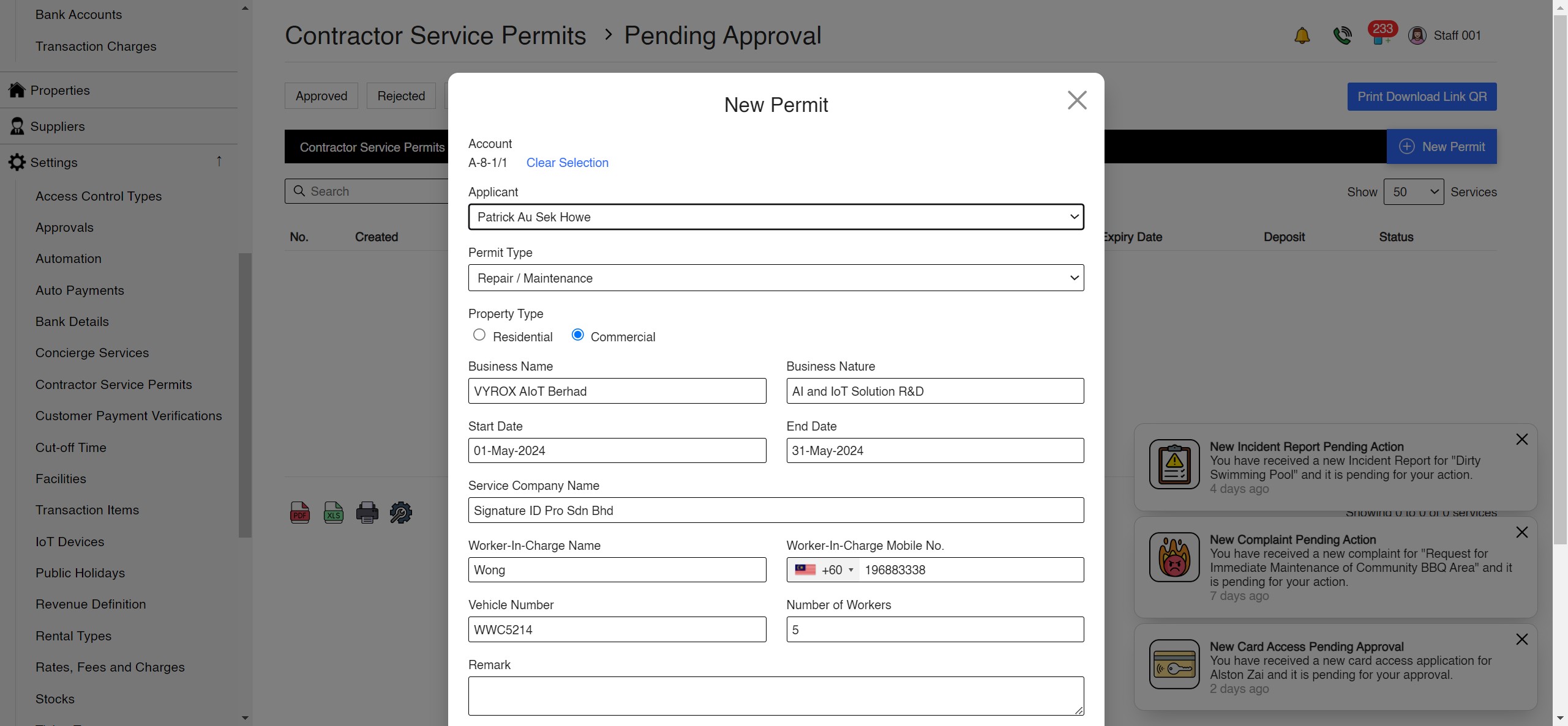 Contractor Service Permits Access App Screenshot