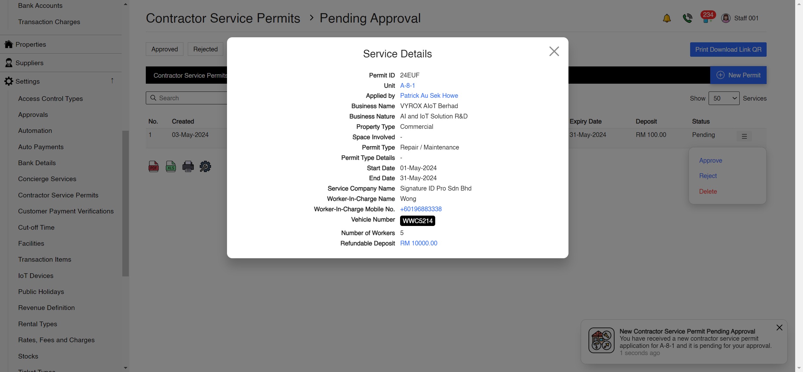 Contractor Service Permits Access App Screenshot