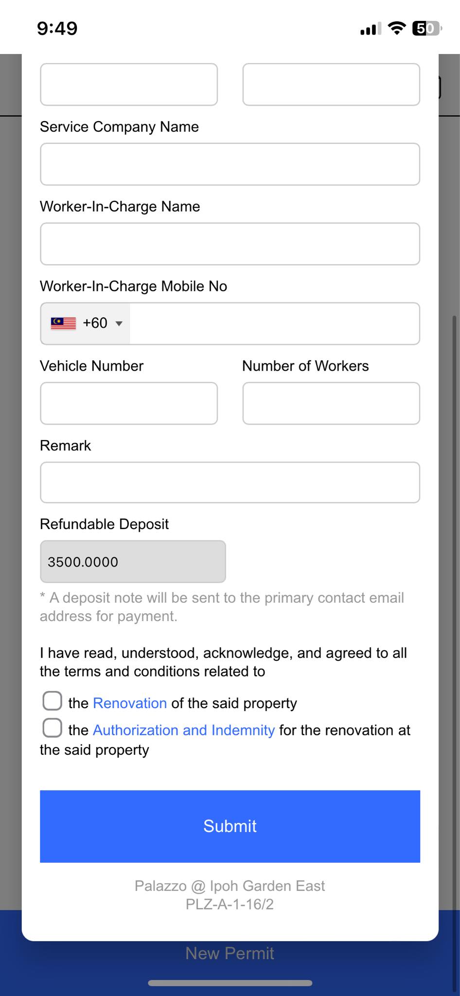 Contractor Service Permits App Screenshot