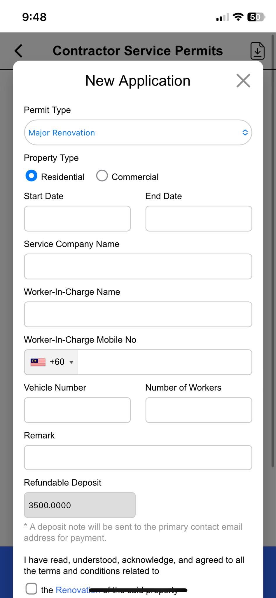 Contractor Service Permits App Screenshot