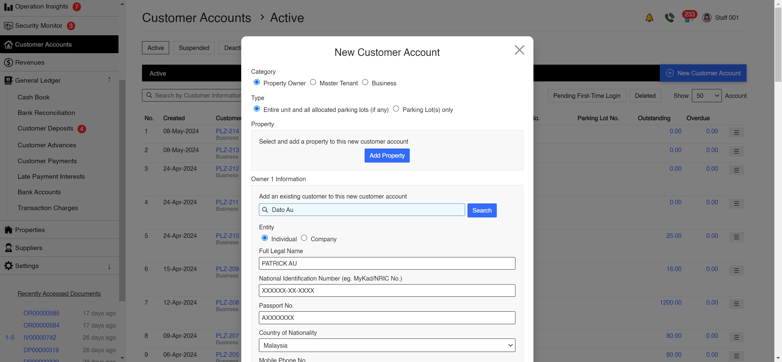 Customer Accounts App Screenshot