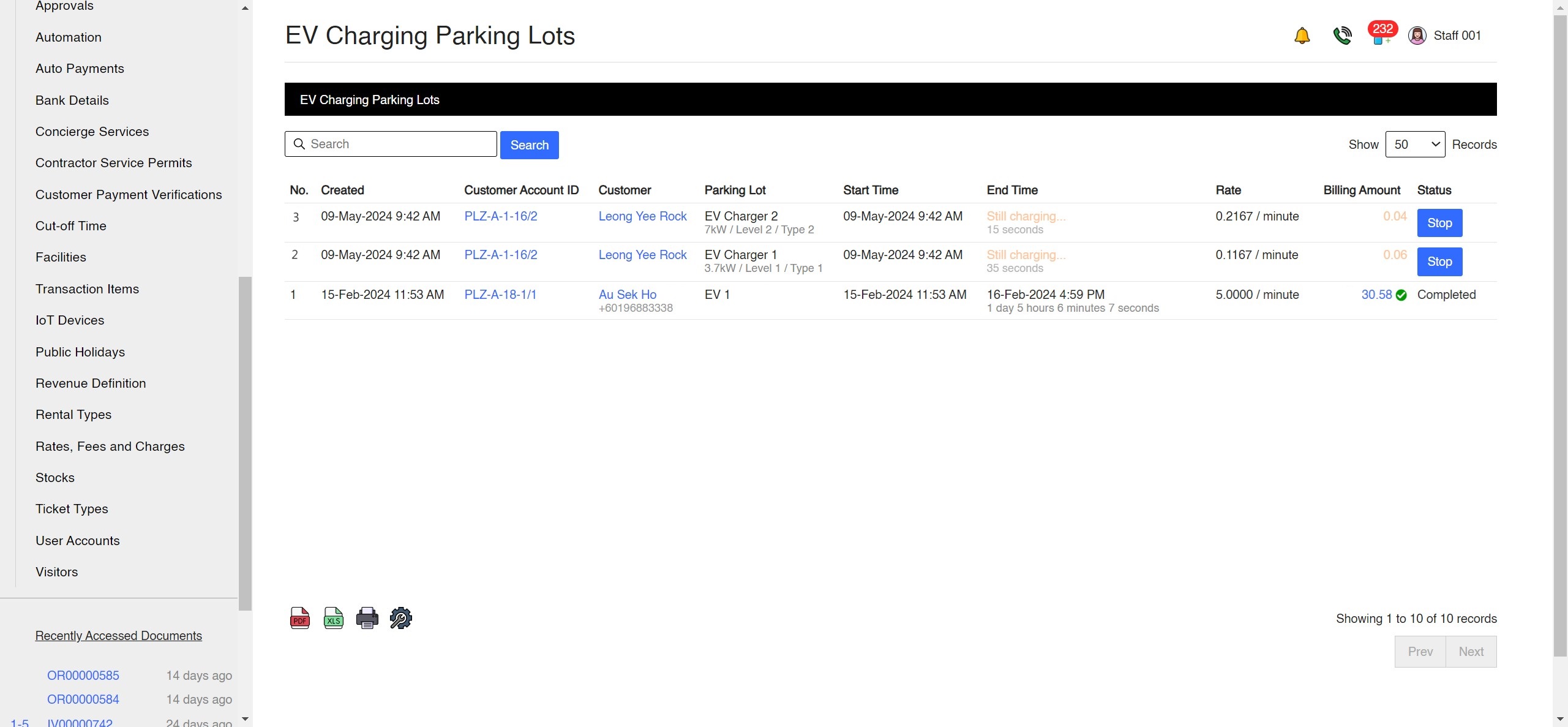 EV Charging Parking Locks App Screenshot
