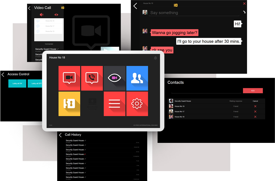 WebRTC video intercom UI screenshots