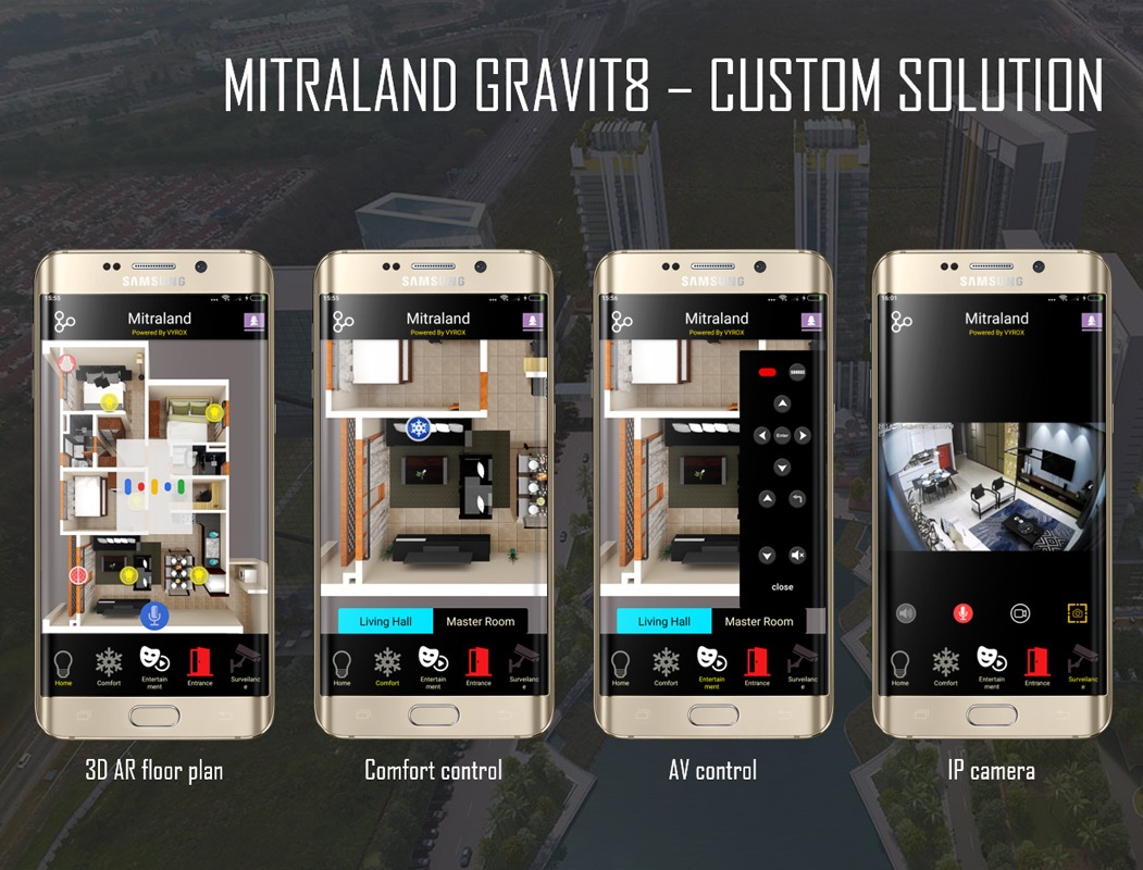 Mitraland Gravit8 - custom smarthome solution, 3D AR floor plan, comfort control, av control, ip camera