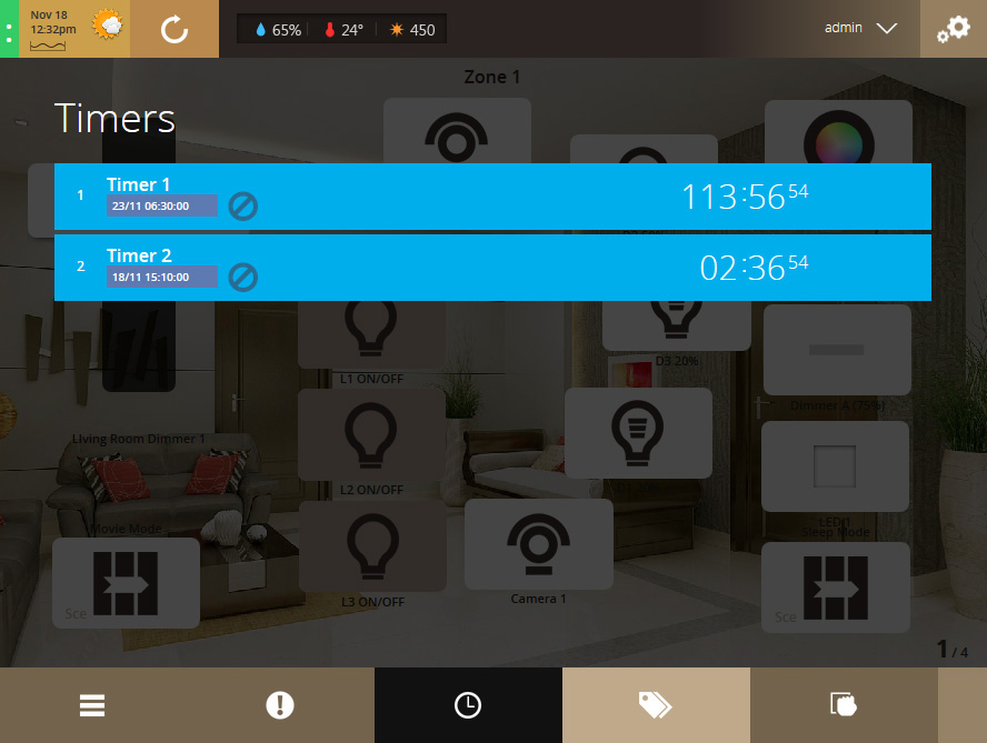 Smart Home Timer interface